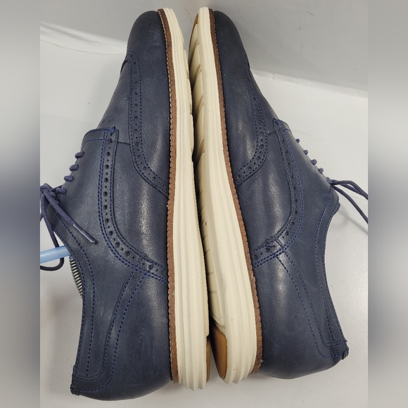 COLE HAAN ORIGINAL GRAND MEN SIZE 11.5M BLUE CASUAL WINGTIP OXFORD SHOES C30563 - Picture 12 of 15